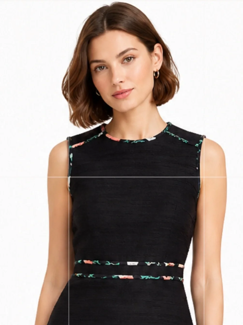 kate spade Black Mini Dress with Floral Trim